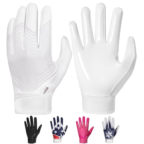 RIGWARL Football Gloves Adult Men, Youth Kids Football Gloves with Super Sticky Grip, Receiver Glove Best Gift for Adult Youth Kids Boys 8-12 by RIGWARL - Used condition - US$17.09