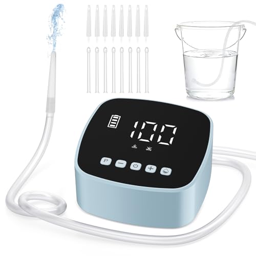 Electric Enema Kit Enemas for Colon Cleanse for Women Men 1-100 Levels Water Flow Speed Control with LCD Display Water & Coffee Enema for Colon Detox Cleanse -16 Tips External Water Supply (Blue)