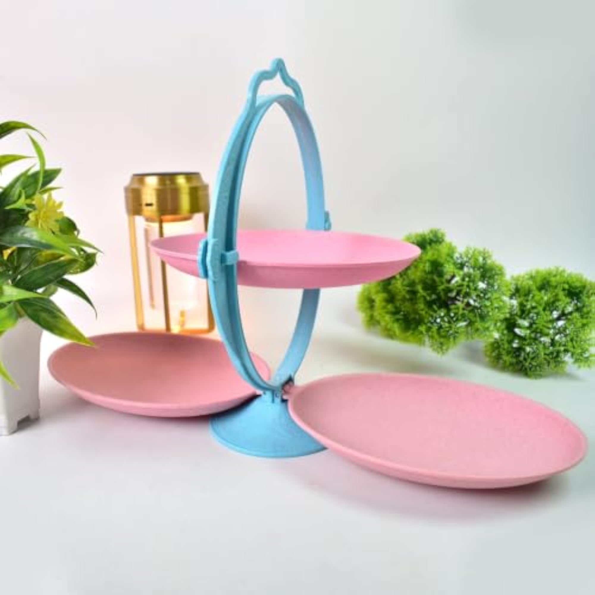 Foldable Mirror Shape Fruit Plate & Candy Dish, Elegant Home Decor