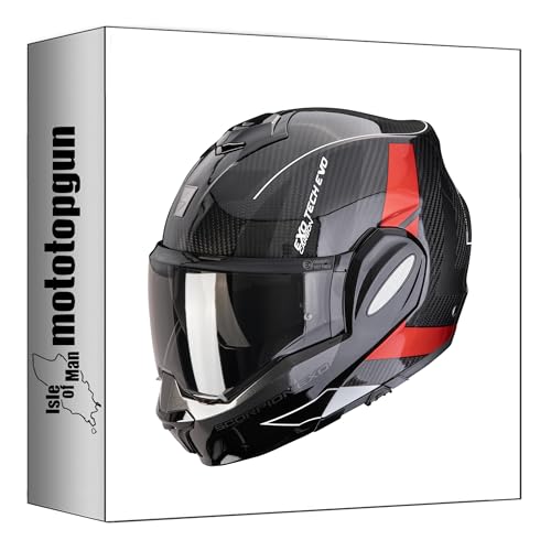 Casque Scorpion Exo-Tech Evo Carbon noir rouge en fibre de carbone premium