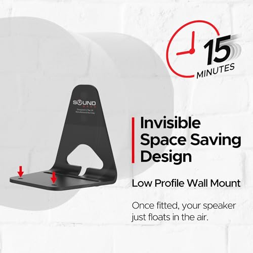Image of Sound Bass ERA300 Wall Mount Bracket, Low Profile, Black, Single (1pc) | Compatible with Sonos ERA 300 Speaker, Complete with All Fixing Hardware