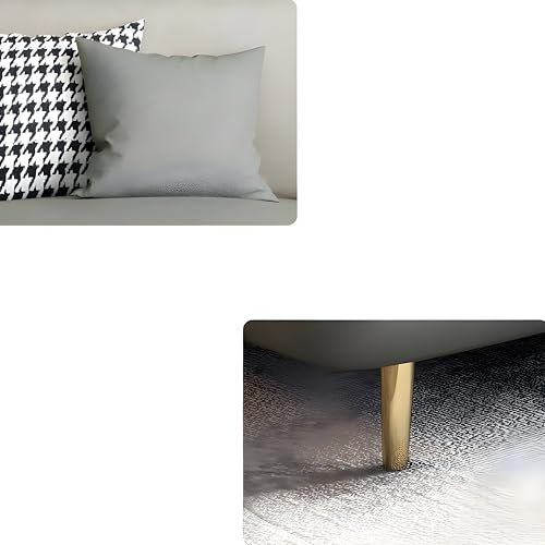 Image of Velvet Contemperory Sofa with Cushion Chaise Lounge Sectional Sofa Perfect for Living Room & Bedroom Guests Home & Office (Velvet Grey & Cream, 5 Seater)
