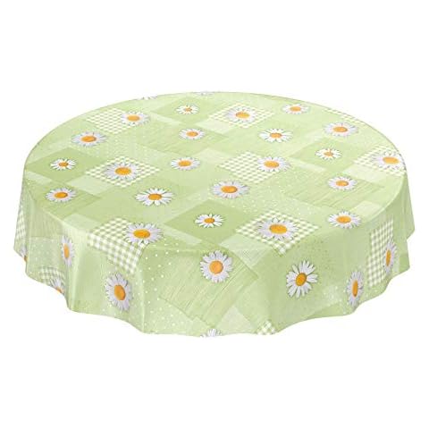 ANRO Mantel de hule encerado de patchwork, color verde, redondo, 100 cm Cover