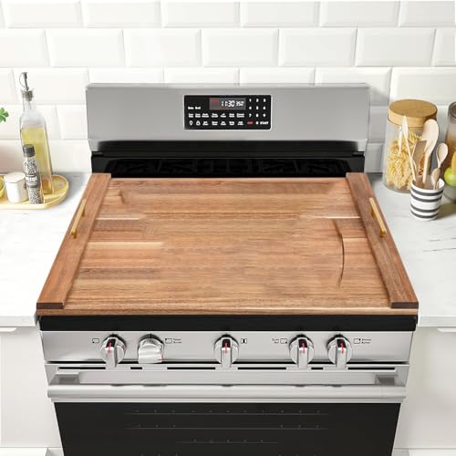 Tablero para tapa de estufa con asas, tablero de madera para estufa, cubierta para estufa de RV, tablero versátil para estufas eléctricas y de gas miniatura 1