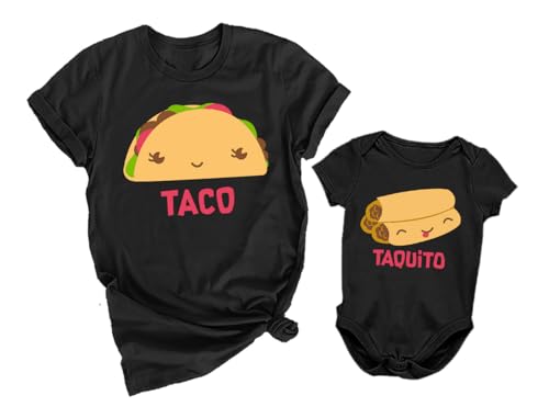 Image of Tstars Taco & Taquito Mommy and Me Matching Shirts, Funny Mom and Baby Gift for Baby Shower or First Mother's Day