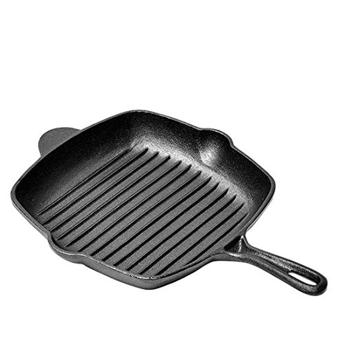 OQHAIR Olla para carne frita para el hogar, olla antiadherente con rayas gruesas de hierro fundido, sartén sin revestimiento de alta temperatura, adecuada para cocina de inducción, estufa