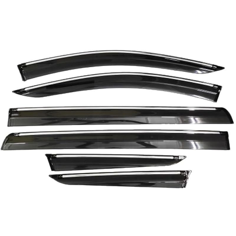 Image of CAR SAAZ Chrome Line Door Visor for Innova Type 1-4 (2005-2016)(Set of 6Pcs) | Wind Deflector | Window Rain Guard