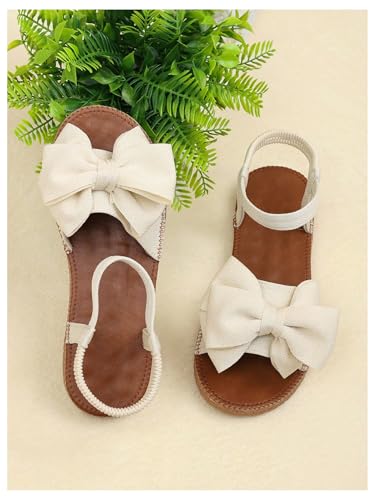 Image of GORGLITTER Women's Bow Flat Sandals 2026 Dressy Cute Ankle Strap Slides | Summer Shoes for Women 2026, Slip On Open Toe Flats, Slingback Slides, Vacation Dress Sandals
