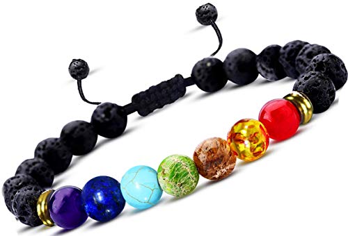 7 Chakra Healing Bracelet- Chakra Bracelets- Lava Stone Bracelet W/Chakra Stones- Rainbow Bracelets- Chakra Jewelry- Lava Stone Bracelets- Great Aromatherapy Bracelets- Essential Oil Bracelets