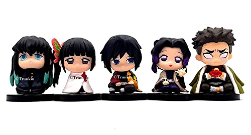 Image of Trunkin Demon Slayer Figure Chibi Small Action Figures 5 Pcs Set Model B 2-3 Inches Kimetsu No Yaiba Action Figurines Small Sitting Set,Multicolor