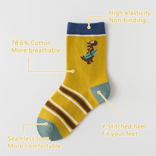 Toddler Boys Cotton Socks Little Kids Big Boys Crew Dress Socks Colorful Striped Cartoon Dinosaur Car socks2