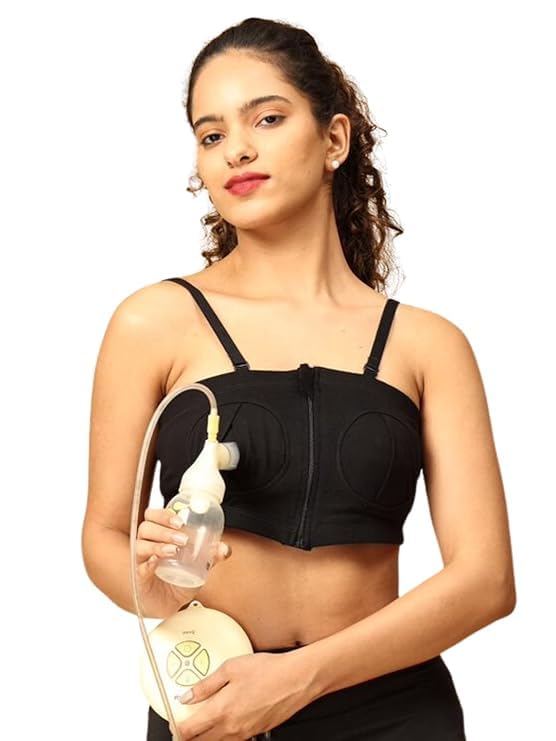 The Mom Store Maternity and Nursing Pumping Bra | Sweat Resistant | Soft Comfort Bra for New Moms | Cotton | Hands Free Pumping-image-10