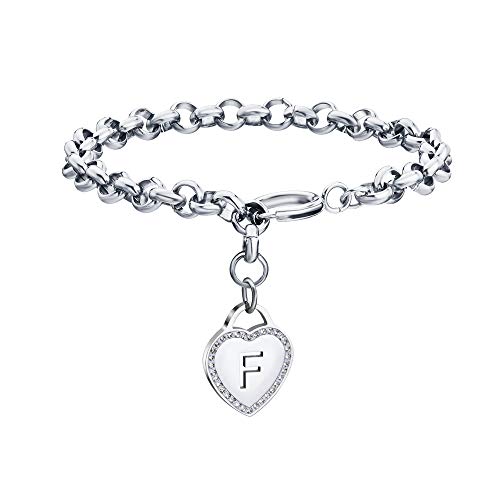 Image of CaleesLLC Letter A to Z Initial Charm Bracelet Adjustable Stainless Steel Anklet Personalized Wrist Link for Women