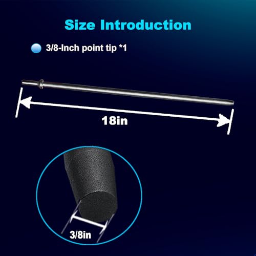 Image of Pneumatic Chisel 3 /8 inch x 18 inch Point Tip Round Taper Punch and Air Cold Chisel, 0.401 Inch Shank Air Tool Suitable for Air Hammer, Cr-Mo Alloy Steel