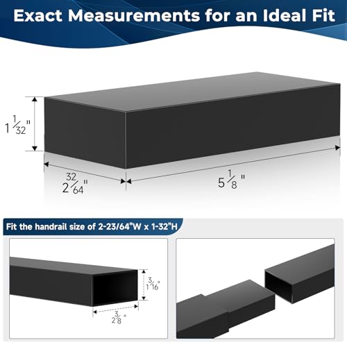 Image of 2 Pack Extension Connector for Stainless Steel Handrail, 130mm x 56mm x 26mm Hand Rail Fitting for Top Handrail Railing, High Strength POM Connecting Block for Deck Cable Railing Systems