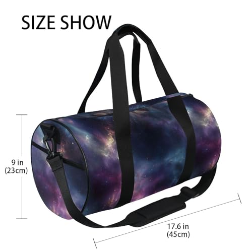 Starry Sky Aurora Sports Duffel Bag Full Print Stylish Barrel Gym Bag with Large Capacity, Adjustable Strap and Side Zipper Pocket for Fitness Sports Travel and Daily Use4