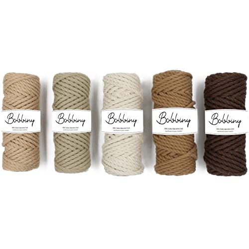 BOBBINY 3Ply Twisted Macrame Cotton Cord Dori(Each Color 3Mm...