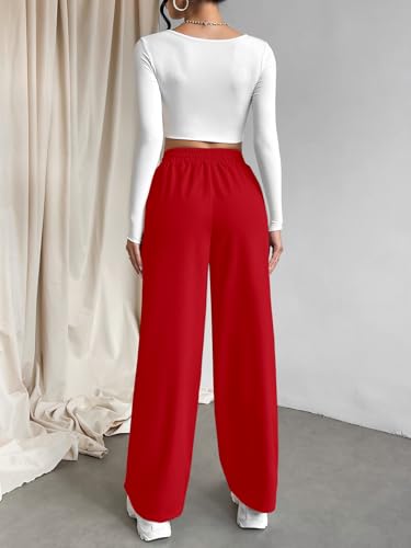 Image of Aahwan Grey Solid Oversized Wide Leg Baggy Korean Trousers for Women & Girls'
