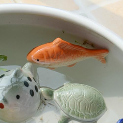 Image of Happyyami Floating Fish Decorations 2Pcs Ceramic Aquarium Ornaments Realistic Koi Fish Figurines for Underwater Crafts Pond and Garden Decor