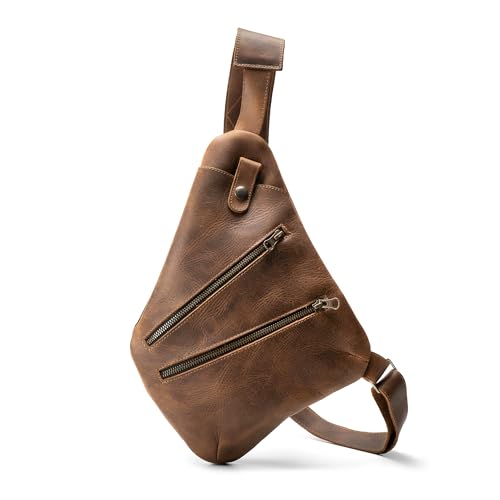 Hide & Drink, Everyday Crossbody Bag Handmade from Full Grain Leather - Bourbon Brown