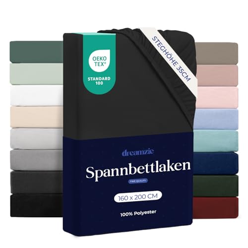 Dreamzie - Spannbettlaken 160x200cm - 100% Mikrofaser - Steghöhe 35cm – Ansicht 1