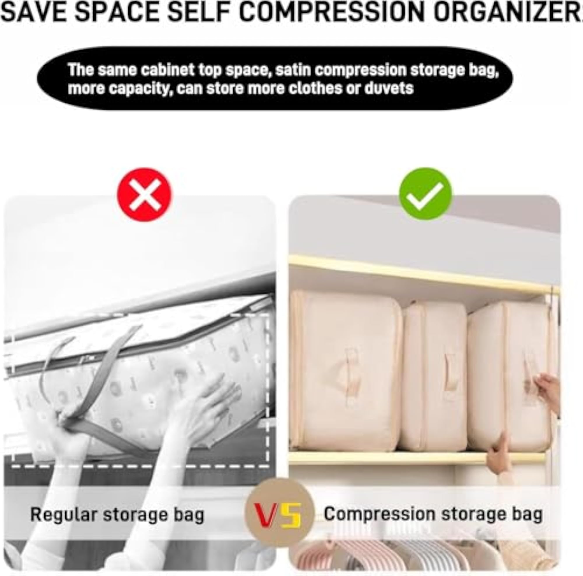 Space Saving Self Compression Organizer for Clothes