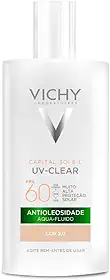 Vichy Capital Soleil UV-Clear Protetor Solar Facial Antioleosidade e Antiacne, Toque Seco FPS 60, com Niacinamida e Ácido Salicílico, Acabamento Invisível, Cor 2.0, 40g