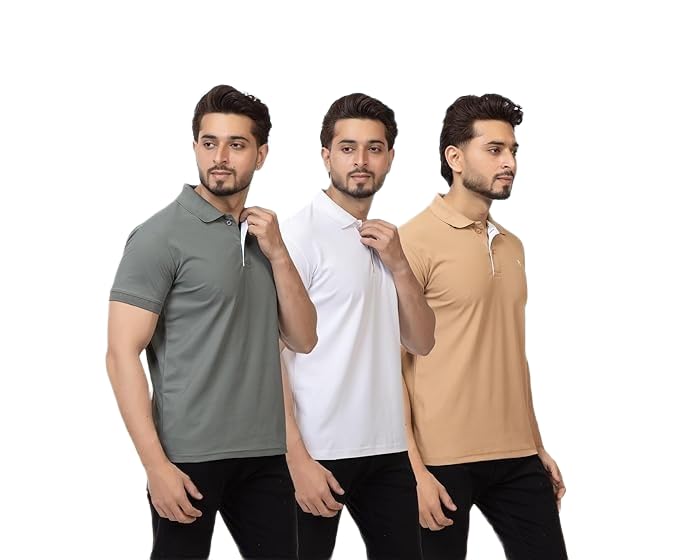 Image of Regular Fit Half Sleeve Soft and Comfortable Solid Polo T-Shirt for Mens (Pack of 3)