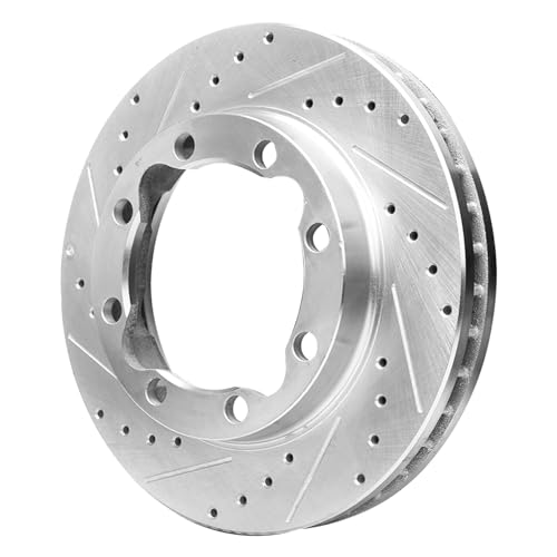 Image of Detroit Axle - Front Brake Kit for Dodge Ram 2500 3500 Chevy GMC K3500 | Drilled & Slotted Disc Brake Rotors Ceramic Brake Pads w /Hardware 1994 1995 1996 1997 1998 1999 Replacement
