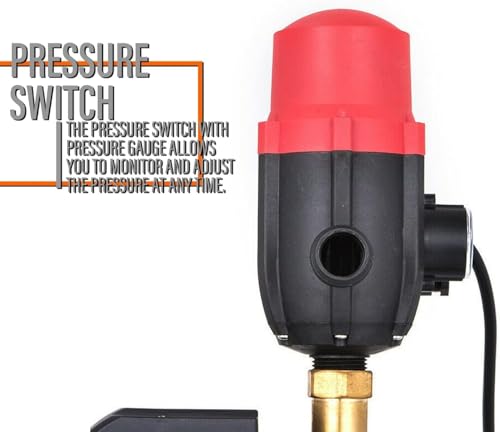 Bomba de riego de jardín, bomba de presión de agua industrial centrífuga, acero inoxidable con interruptor de presión (2200 W)