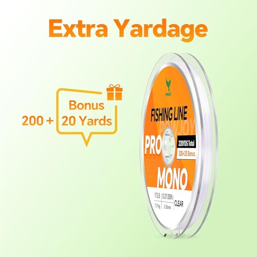 Image of Monofilament Fishing Line with Knot Guide Card, Tangle-Free Snap Ring for No More Mess, Low Memory Smooth Casting Nylon Mono String, 15 /20 /30 /50 /80LB, 220-1050 Yards