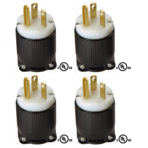 NEMA 5-20 Grounding Plug, 20A 125V AC, 2 Pole 3 Wire, cUL Listed (4)
