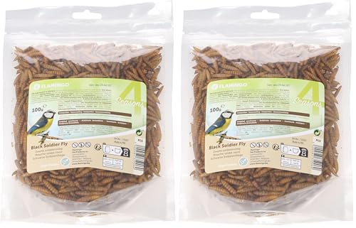 vers de Farine séchés – Nourriture Oiseaux extérieur – Mangeoire Oiseaux extérieur – 100 g – Flamingo (Lot de 2)