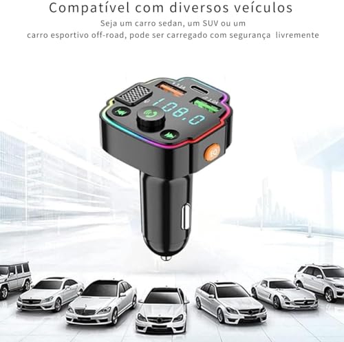 Transmissor FM Bluetooth Carregador Adaptador Rádio Sem Fio Com Entrada USB Carregamento Rápido - Ve