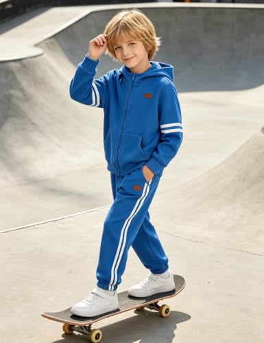 Image of Toddler Boy Clothes Long Sleeve Colorblock Hoodie Sweatsuits Tops and Pants 2Pcs Winter Outfits Boys Fall Clothes
