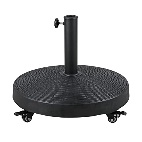 Verano Garden Patio Umbrella Base 52lbs, Heavy Duty Umbrella Stand with Wheels for Outdoor 1.5''~1.89'' Market Umbrella, Weighted Base for Patio Deck Porch Poolside, Black