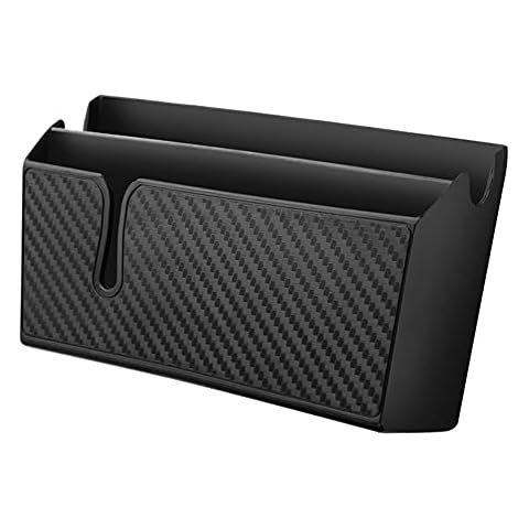 MoreChioce Car Dashboard Storage Bag, Carbon Fiber Pattern Cell Phone Holder Pouch Universal Car Organizer Box Self-adhesive Car Mobile Phone Holder for Key Card Sunglass,Long Style Cover