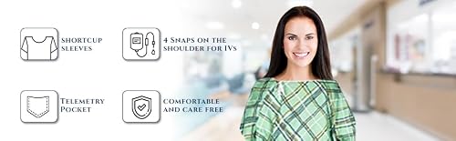 Linteum Textile Supply Iv Hospital Patient Gown With Telemetry Pocket Unisex Design Cotton Or Polyester Blend Premium Green (Pack of 1) - Thumbnail 6