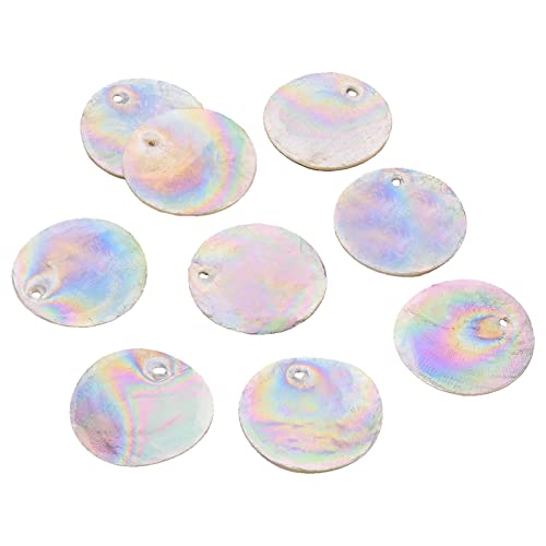 SUNNYCLUE 1 Box Shell Charms AB Color Flat Round Natural Capiz Seashell Slice Charm Electroplate Ocean Beach Hawaii Style Disc Coin Beads for Jewelry Making Charms DIY Christmas Crafts Findings, 25MM