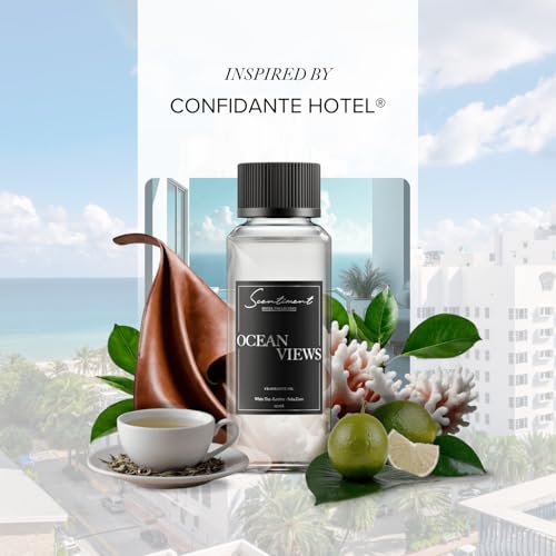 Scentiment - Ocean Views Hotel Diffuser Oil | Aromatherapy Home Fragrance | Inspired by Confidante® Andaz Miami Beach | Luxurious Scent with Notes of White Tea, Leather, Soku Lime (50 mL)
