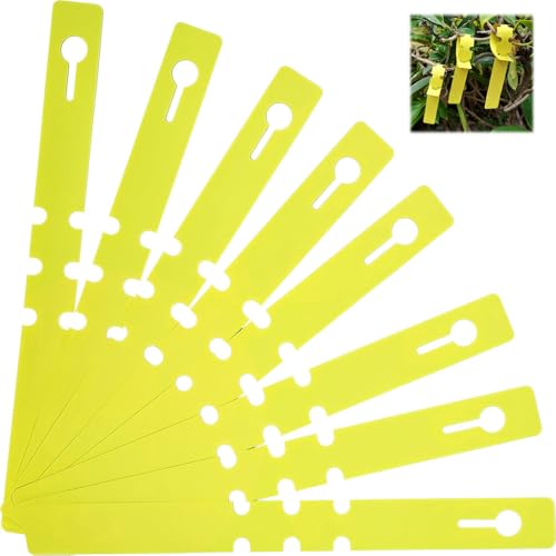 Image of HASTHIP 100-Count Plant Labels Yellow Garden Tags PVC Waterproof Plant Name Tags Plant Markers Anti-Lost Loop Markers for Orchard, Garden, Green House, 100 Labels