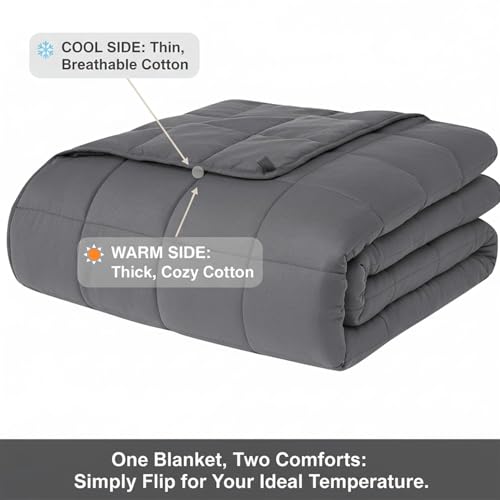 Image of Smart Queen Weighted Blanket 20 lbs for Adults & Couple to Share (60 inchx 80 inch, Queen Size) Heavy Blanket for Bedding, Soft Breathable Cotton with Machine Washable for Sleeping