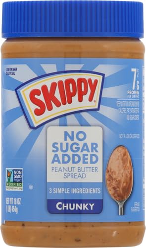 Image of SKIPPY Chunky Peanut Butter Spread No Sugar Added, 16 Ounce (Pack of 2)