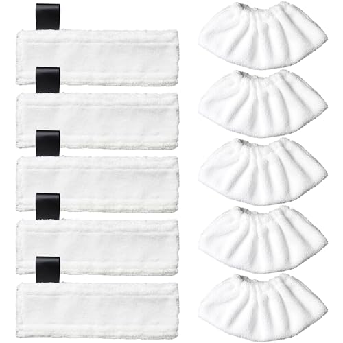 Niyata Juego De 10 Paños De Microfibra Compatibles Con Kärcher Easyfix Sc1 Sc2 Sc3 Sc4 Sc5,5 Paños De Suelo, 5 Fundas Para Boquilla De Mano, Accesorios Para Limpiaparabrisas De Microfibra Kärcher