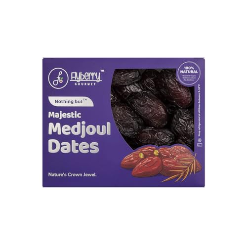 Image of Flyberry Gourmet Jumbo Medjoul (Medjool) Dates | Rich Source of Potassium & Iron | No Added Sugar or Preservatives | Low GI Energy Snack | Khajoor | Khajur | 500 g (Pack of 2)