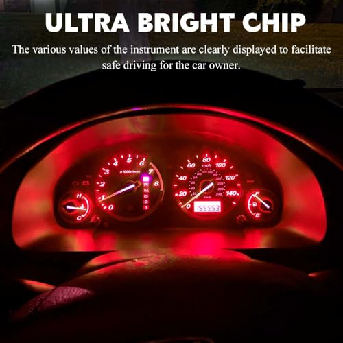 Image of 10PCS T4.2 Led Bulb Neo Wedge 10mm Base, Car Interior Dash Light, 12V IP65 Waterproof 3030 Chip LED Super Bright A /C Indicator Light, Climate Control Switch Indication Bulb for Cars (Red)