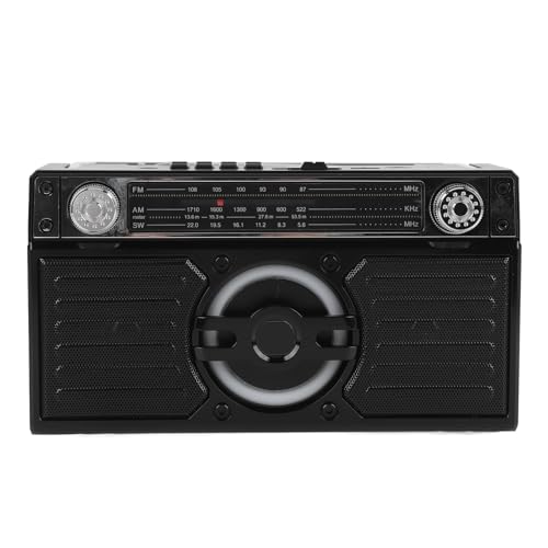 Portable AM FM SW Bluetooth Radio, 4 in 1 Functionality Equip with Double 5W Speakers, Multi Band Radio Up to 18 Hours of Battery Life for Indoor, Outdoor and Emergency (Black)