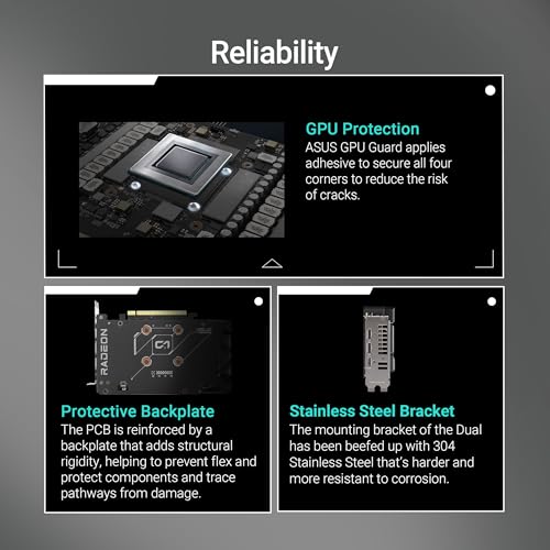 Dual AMD Radeon RX 9060 XT, Scheda Grafica 8G GDDR6, 128 Bit, PCIe 5.0, 1 HDMI 2.1, 2 DisplayPort 2.1, Design a 2,5, Ventole Axial-Tech, Tecnologia 0db, GPU Tweak III, DUAL-RX9060XT-8G - Scheda video - Immagine 3