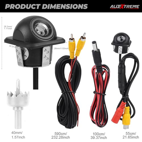 Image of AllExtreme CW-680 170˚Wide Angle HD Display Reverse Camera with Night Vision 1280 x 720 Pixels Water Resistance for AHD Installs