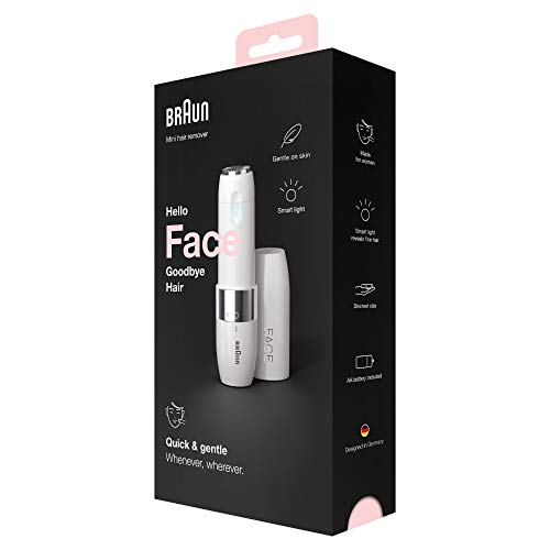 Braun Face Mini-Haarentferner, Elektrischer Gesichtshaarentferner für Damen, Kleiner Rasierer für schnelle und sanfte Rasur von Oberlippe, Kinn und Wangen, für Unterwegs mit Smartlight, FS1000, Weiß - Image 7